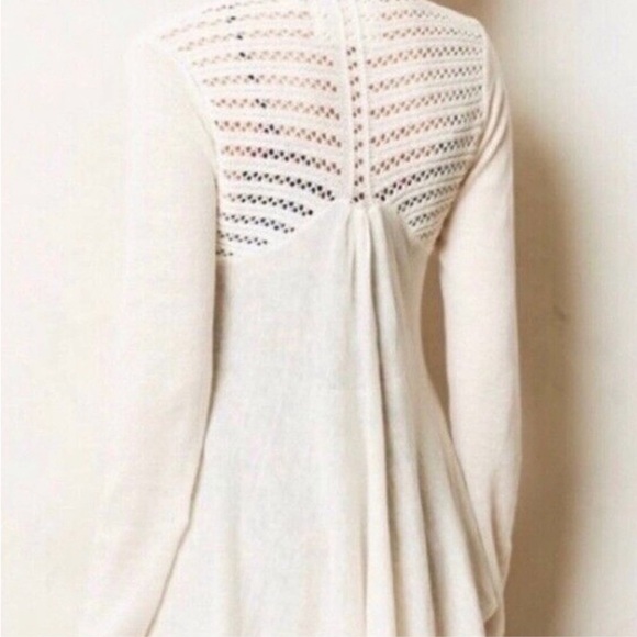 Anthro Angel of the North Cream Crochet Lace Linen Blend Cardi Cardigan Sweater - Picture 3 of 11